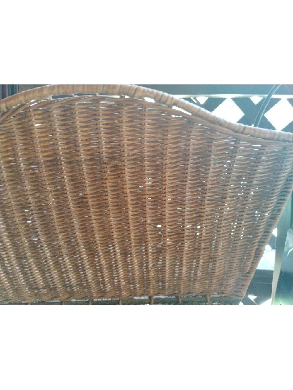 Vintage Wicker Basket with Metal Leaf Detail
